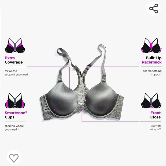 NWT Maidenform Racerback smoothing back Smartzone cups tan bra - Picture 4 of 7